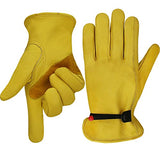 Guantes de trabajo de piel para jardinería con bola y cinta de cierre de muñeca, guantes de jardín, Flex & buen agarre para tronca/corte de madera/trabajo forestal/conducción – ajuste perfecto para hombres y mujeres