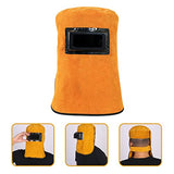 iplusmile Soldadura Protector de La Soldador de Cuero para Soldador de Cuero Tapa de Molienda con Cuello Drapeado de Hombro Filtro de Oscurecimiento de Drapeado Naranja