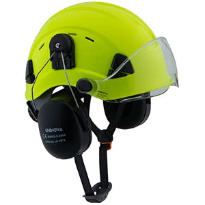 Casco de motosierra forestal, casco arborista con visera y orejeras, protección auditiva, OSHA, sombrero duro de seguridad, para carpintería, árbol, servicio, jardín, trabajo, casco (lima 091 + visera transparente + orejeras)