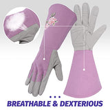 Dengofng Guantes de poda de rosa, guantes de jardinería de protección de antebrazo largo para mujer, antipinchazos, impermeables y extra gruesos(M)