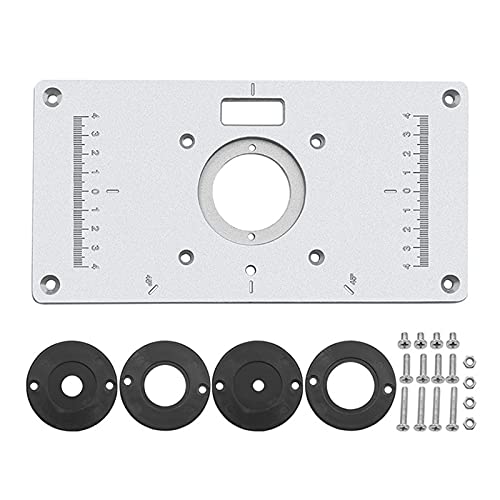 OhhGo Placa de inserción de mesa de enrutador para carpintería, con anillos de inserción, tornillos, 235 mm x 120 mm x 8 mm