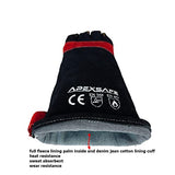 APEXSAFE Guantes de soldadura de forja de cuero, resistentes al calor y al fuego, guantes para Tig, Mig, barbacoa, horno, parrilla, chimenea, hornear, horno, estufa, soporte de ollas, soldador, guante de manejo de animales. Negro - 16 pulgadas