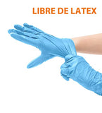 Guantes De Nitrilo Azul Libre de Látex Sin Polvo desechable resistente antiadherente uso industrial alto rendimiento ideal para cocinar pack de 100 piezas (Medium)