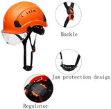 LSHAOBO Casco de Seguridad Casco Industrial ABS con Gafas, diseño de Soporte Protector, Utilizado en proyectos de construcción, Operaciones a Gran altitud(Color:Orange)