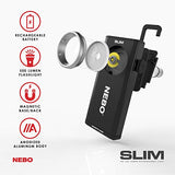 NEBO Luz de Trabajo Delgada | Luz de Bolsillo Brillante con Clip, Gancho y Base magnética para iluminación Manos Libres, Negro, Talla única