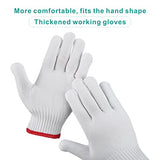 LAFEIMZ 12 pares de guantes de trabajo de algodón, manuales para reparación de construcción, tejido industrial, almacén, jardinería, barbacoa, duraderos, resistentes al calor, grueso blanco, Large