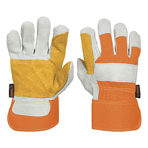 Truper GU-215, Guantes de carnaza y loneta, con refuerzo, unitalla