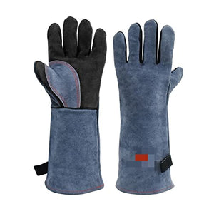 Guanguano Guantes de soldadura Ajuste for trabajos de soldador con soldadores de palma azul de espeso vaca, cuero, cuero, estufa de cocina, pinchazos, resistente a la punción Barbacoa Guante