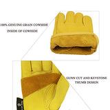 Guantes de trabajo de piel para jardinería con bola y cinta de cierre de muñeca, guantes de jardín, Flex & buen agarre para tronca/corte de madera/trabajo forestal/conducción – ajuste perfecto para hombres y mujeres