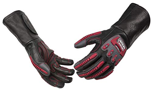 Lincoln K3109 - Guantes de piel para soldar y aparejar, resistentes a los impactos, resistentes a los cortes, varios tamaños disponibles (S - 2XL), Negro, Rojo, Large