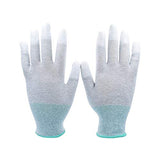 Guantes antiestáticos de PU con Revestimiento de Punta de los Dedos Guantes de Trabajo con Estuche de poliéster, 10 Pares (Color : Green 20 Pairs, Size : S)