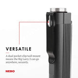 NEBO Big Larry 2 Power Work Light | Linterna Brillante y luz de Trabajo con Clip y Base magnética | Gris tormenta