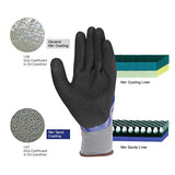 HPHST - Guantes de trabajo impermeables, 3 pares de guantes de seguridad de trabajo resistentes al aceite, guantes de jardinería con revestimiento de nitrilo para hombres y mujeres, color azul, mediano, 3 pares