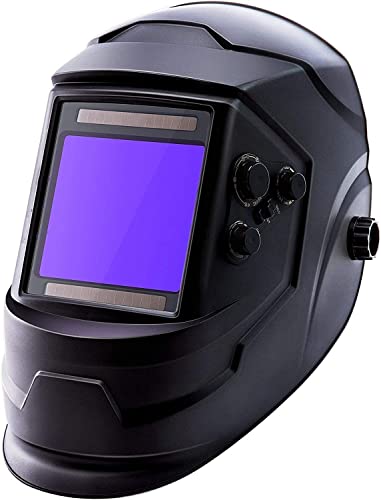 Soldadores Escudo facial, Handheld de máscara de soldadura, casco de soldador de oscurecimiento automático, área de vista grande de 100x93 mm, batería de litio con energía solar, control de la soldado