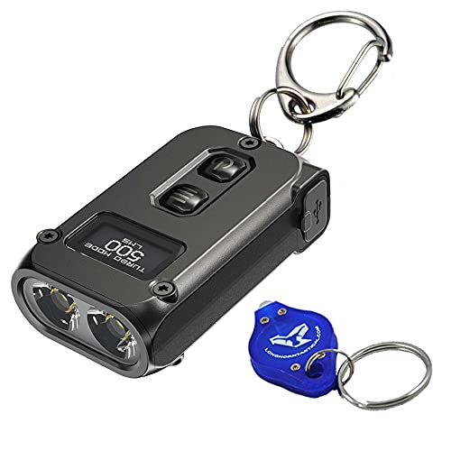 Nitecore TINI 2 Black 500 Lumen USB-C Rechargeable Keychain Flashlight with LumenTac Keychain Light