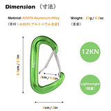 TRIWONDER Mosquetones 12KN Aleación de Aluminio Enganche Llaves para Camping al Aire Libre (Verde - 4 pcs-)