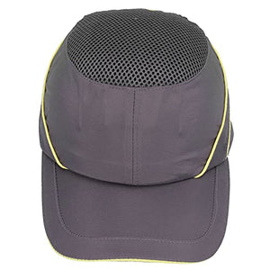 Casco de seguridad, Transpirable Absorción de impactos Casco duro de PU Anticolisión Gorra de seguridad gris liviana Cómoda con tira reflectante para el sitio de construcción