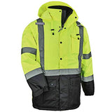 Chaqueta de seguridad reflectante de alta visibilidad, parka aislada, compatible con ANSI, Ergodyne GloWear 8384, XL, lima