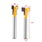 2 unids amarillo T-Slot Carburo Cementado Carpintería Cortador Cnc Router Bit para 3/8 '' y 1/2 '' Cutting Edge 1/4 '' Shank