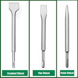 SDS-Plus - Juego de cinceles para taladro de martillo, juego de brocas para martillo giratorio, 3 piezas, incluyendo cincel de punta, cinceles planos, cinceles con manivela con funda de transporte