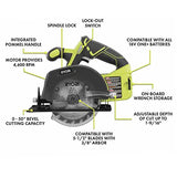 Ryobi - Juego de sierra circular con kit de fuente de alimentación portátil, batería de 18 voltios de 1.5 Ah, cargador de 18 V, bolsa de herramientas Buho y hoja de sierra de 5 1/2 pulgadas, parte del sistema Ryobi ONE+ de herramientas inalámbricas