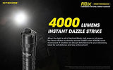 COMBO: NITECORE P10ix - Linterna ultra compacta recargable tipo C - 4000 lúmenes con cargador de alimentación NB10000 de 10.000 mAh, batería y cable de carga Eco-Sensa incluido