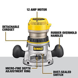 Dewalt DW618PKB 2-1/4 caballos de fuerza EVS Combinación de rebajadora de base fija y base ajustable con velocidad electrónica variable, inicio suave