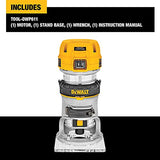 DEWALT Max DWP611 1.25 HP Fresadora Compacta de Velocidad Variable y Par de Torsión, 1.25 Hp con Luz LED