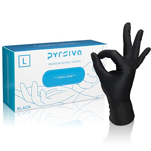 SereneLife 100 guantes desechables de nitrilo, guantes industriales suaves,  guantes de vinilo sin polvo, sin látex, suaves y cómodos, talla L, 100