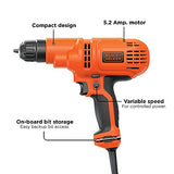 BLACK+DECKER Taladro con cable, 5.5 amperios, 3/8 pulgadas (DR260C)