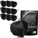 10 Cubrebocas KN95 Negros Termosellados 5 Capas Tipo Concha de Polipropileno Tres Capas Anti-Fluidos, Antibacterial, Anti-Polvo. Dos Capas SMS15. Doble Ajuste Elastico Negro. Mascarilla Tapabocas. Sellados y enviados en bolsa metalizada de Grado Alimentic