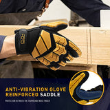 Guantes de trabajo antivibración, guantes de trabajo resistentes, guantes de rigger con acolchado SBR, guantes de impacto protectores de impacto mecánicos, guantes de trabajo de seguridad para hombres (XL, amarillo)