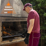 Guantes de barbacoa resistentes al calor, guantes ignífugos de 800 °C para asar a la parrilla, guantes de horno/soportes para ollas para cocinar/barbacoa/parrilla/hornear/acampar/hoguera/ahumar, puño largo de silicona lavable