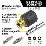 Klein Tools 32561 Stubby Screwdriver/Nut Driver with Cushion Grip, Std. Pack of 6