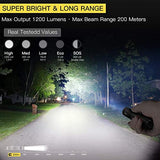 WUBEN Linterna recargable L50 de alta luminosidad, 1200 lúmenes, linterna táctica súper brillante, 5 modos e IP68 impermeable USB de mano para exteriores, camping, emergencia (negro)