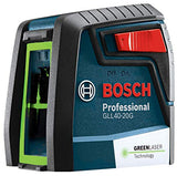 Bosch GLL40-20G Láser de línea cruzada autonivelante de haz verde de 40 pies con tecnología VisiMax, dispositivo de montaje flexible de 360 grados y bolsa de transporte