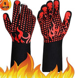 Guantes para parrilla de barbacoa [166 °F] Guantes extremadamente resistentes al calor, guantes de silicona para horno ignífugos para hornear ahumadores, guantes de cocina con aislamiento térmico, 1 par