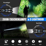 Goreit Linternas de alto lúmenes recargables, 20000 lúmenes XHP70.2 LED linterna USB súper brillante, linternas de mano de alta potencia para emergencias camping, IP67 impermeable, con zoom