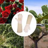 Guantes de jardinería de piel de manga larga, guantelete floral poda rosa para mujeres y hombres