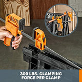 WORX Clamping Sawhorse Pair with Bar Clamps, Built-in Shelf and Cord Hooks – WX065