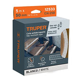 Truper CIA-25B, Cinta antiderrapante con abrasivo, rollo, 50 mm, blanca