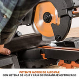 Ingletadora Evolution Power Tools R185SMS+ con corte multimaterial, bisel de 45 grados, inglete de 50 grados, guía de 210 mm, hoja incluida corta madera, plástico, metal y más (1500 W, 230 V, 185 mm)