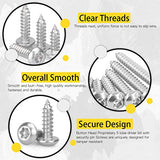 Hilitchi 50 tornillos de acero inoxidable #10 x 1-1/2 pulgadas, cabeza de botón Torx para chapa de metal, tornillos de seguridad plateados, antirrobo, a prueba de manipulaciones con broca T25