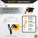 KwikSafety (Charlotte, NC) Casco de tortuga (18 ventilaciones, tapones para los oídos de banda extra para el sudor) ala completa (talla única) casco de seguridad ANSI duro OSHA ligero tipo 1 clase C, color blanco