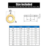 hilitchi 350-pcs [tamaño del 10 – ] latón arandela plana conjunto surtido – M2, M2,5 M3 M4 M5 M6 M8 M10 M12 M14