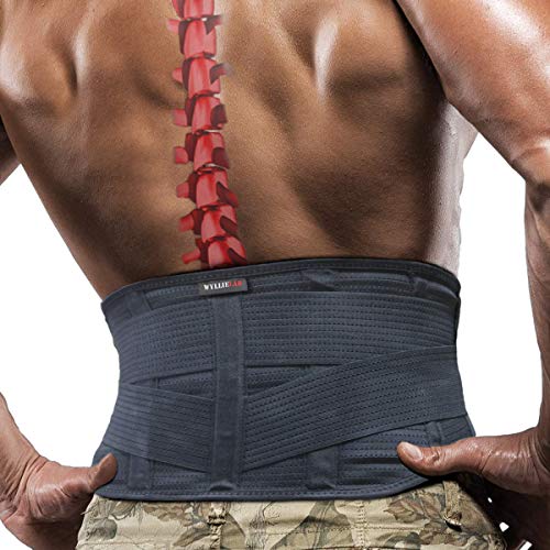 CFR Soporte de espalda con tirantes, cinturón de soporte lumbar para  hombres y mujeres con almohadilla lumbar extraíble para aliviar el dolor de