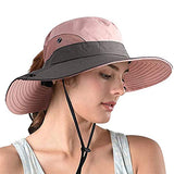 AUTOWT Sombreros de Sol para Mujeres, Mujer Agujero de Cola de Caballo Sombrero Cubo ala Ancha Algodón Sombreros Sol de Verano ala Ancha Protección Solar UV Gorra Ajustable Pesca en la Playa Sombrero