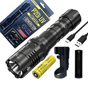 Nitecore P20i UV (P20iUV) Linterna LED recargable USB-C con funda y celda de alta capacidad de 4000 Mili Amp - 1800 lúmenes