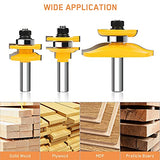 ACETOP 3 piezas Ogee Rail and Stiles Router Bits 1,27 cm Mango recubierto de carburo Panel elevado para puerta de gabinete con broca de cortador trasero para fresado de madera DIY carpintería