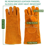 SLFC Guantes de soldadura resistentes al calor, 16 pulgadas guantes de soldadura cuero de guantes de trabajo de seguridad de cuero para barbacoa, horno, soldador Tig, jardín y manejo de animales